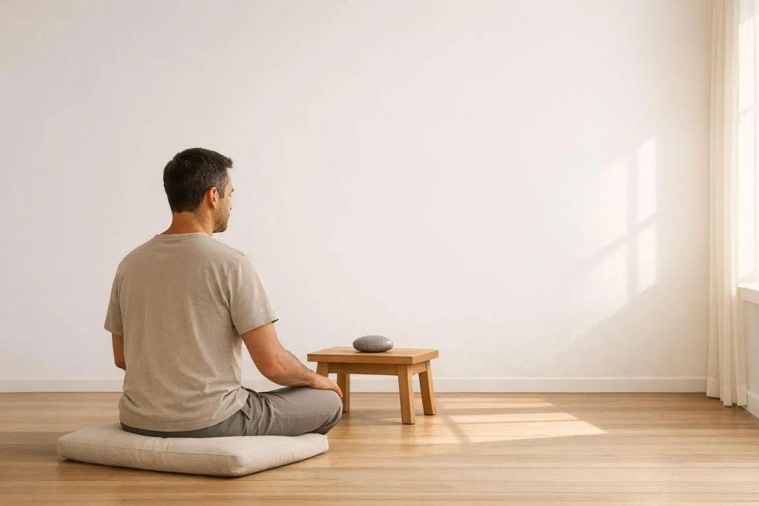 A calm, naturally lit space used for daily breathing practice